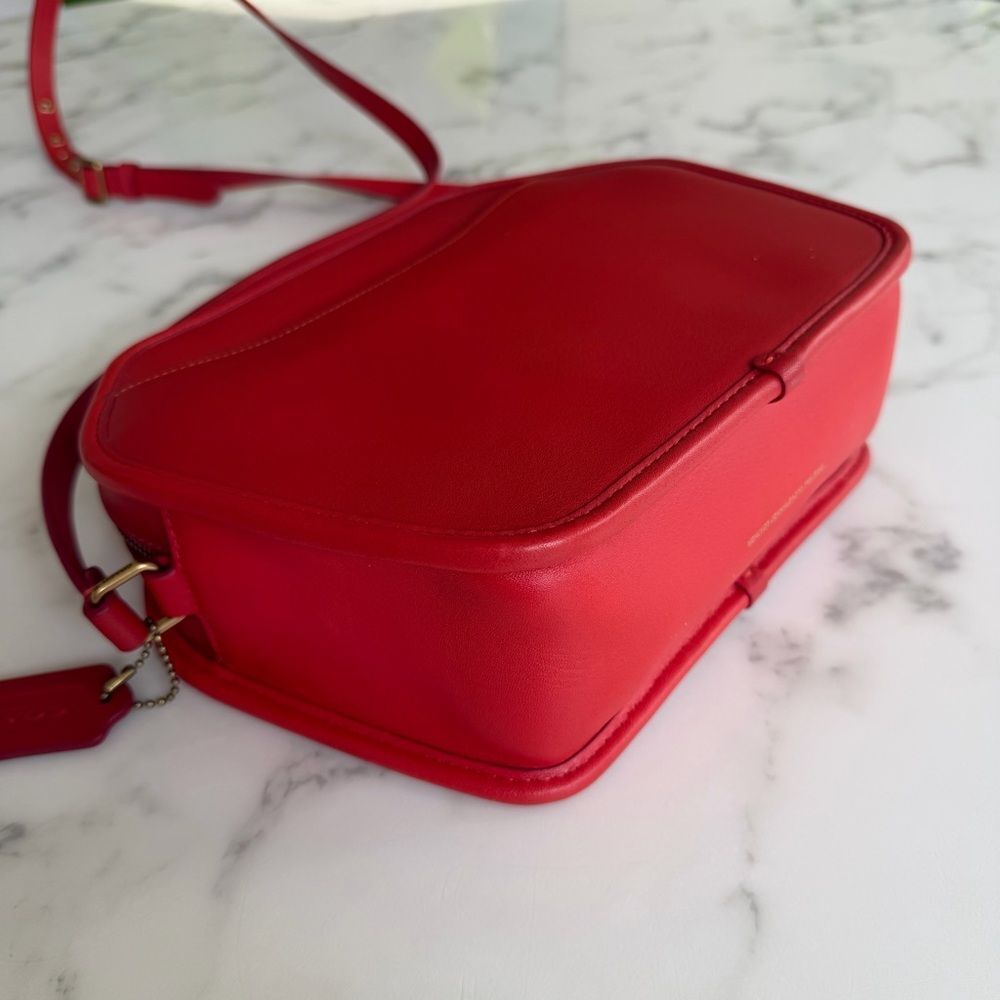 COACH Originals Archival Zip Geometric Pouch Leather Crossbody Bag Carmine Red - Picture 9 of 16